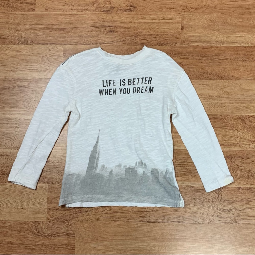 ZARA Boys Collection Life Is Better When You Dream NY Long Sleeve Top Shirt 6